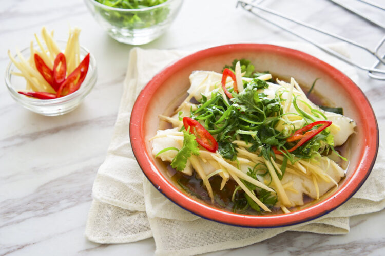 Chinese steamed cod fish